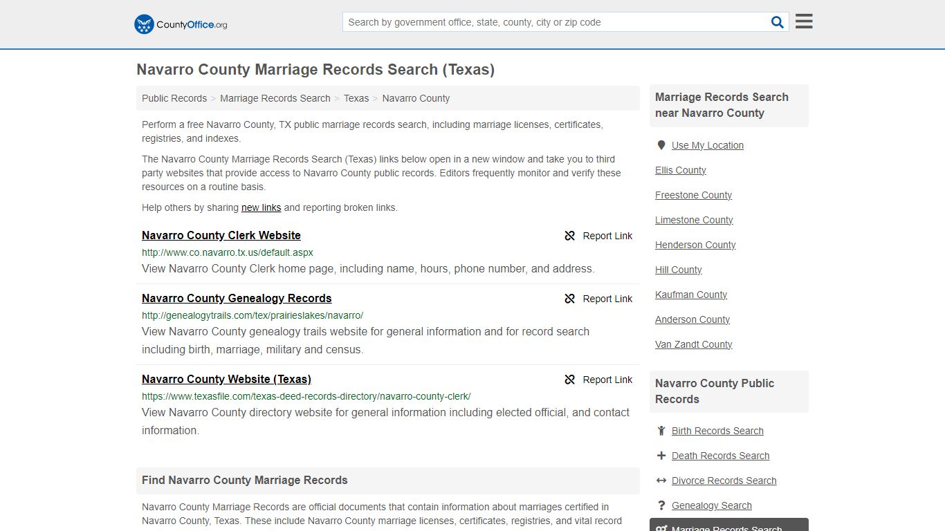 Navarro County Marriage Records Search (Texas) - County Office
