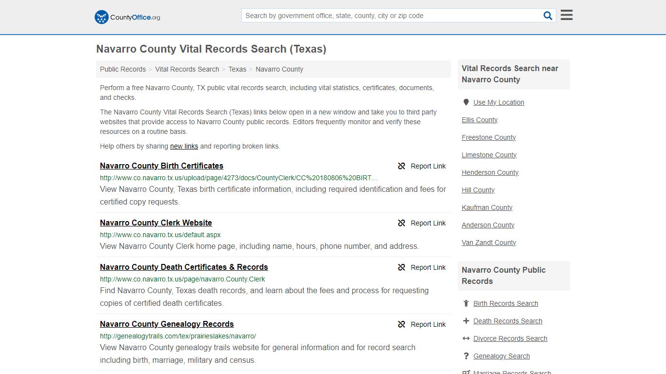 Vital Records Search - Navarro County, TX (Birth, Death, Marriage ...