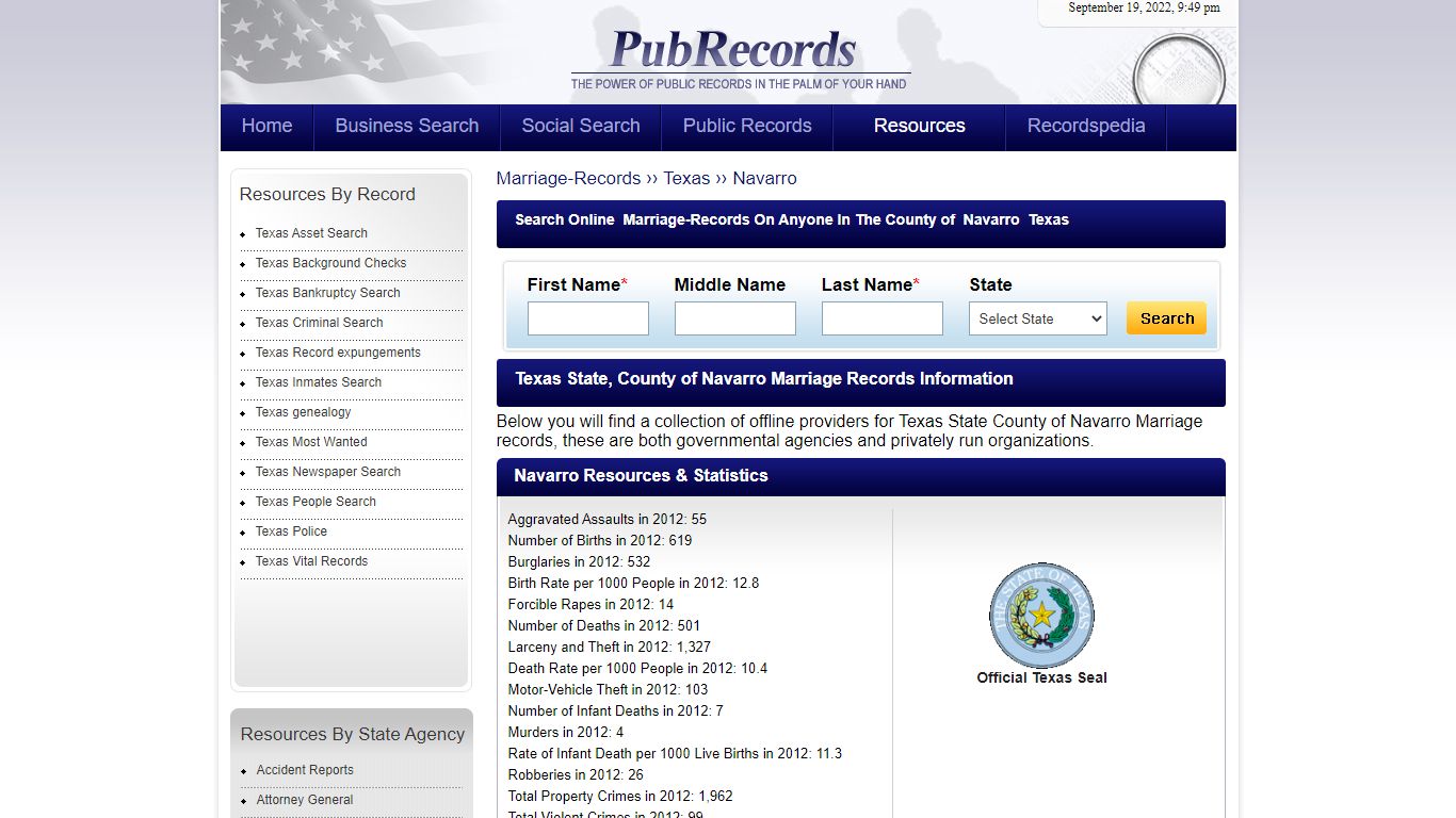 Navarro County, Texas Marriage Records